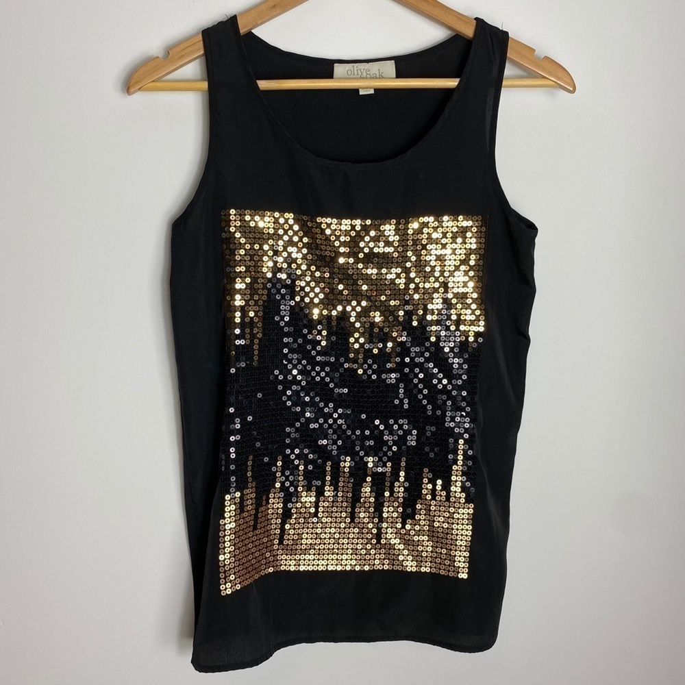 Olive& Oak Black Sequin Sleeveless Boho Top
